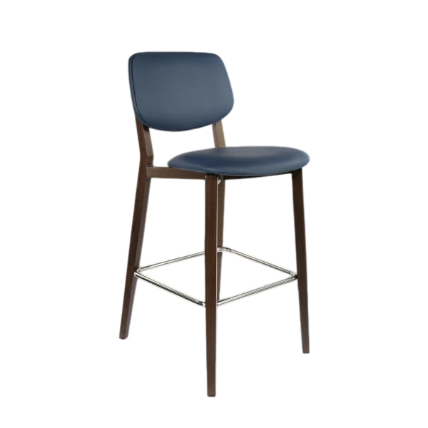 Durafurn Atlanta Barstool - large Backrest - Wenge Frame/Navy Vinyl Seat & Backrest