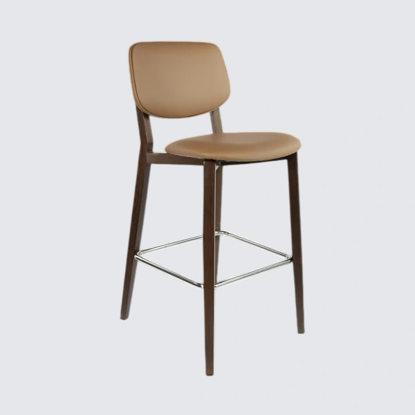 Durafurn Atlanta Barstool - large Backrest - Wenge Frame/Taupe Vinyl Seat & Backrest
