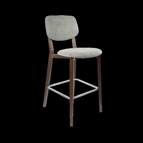 Durafurn Atlanta Barstool - large Backrest - Wenge Frame/ Grey Fabric Seat & Backrest
