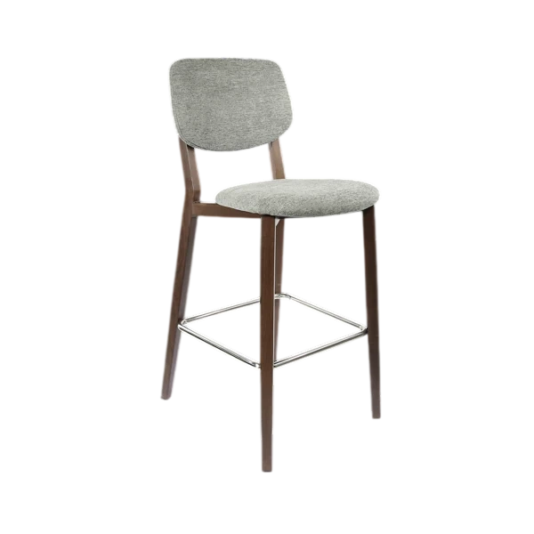 Durafurn Atlanta Barstool - large Backrest - Wenge Frame/ Grey Fabric Seat & Backrest