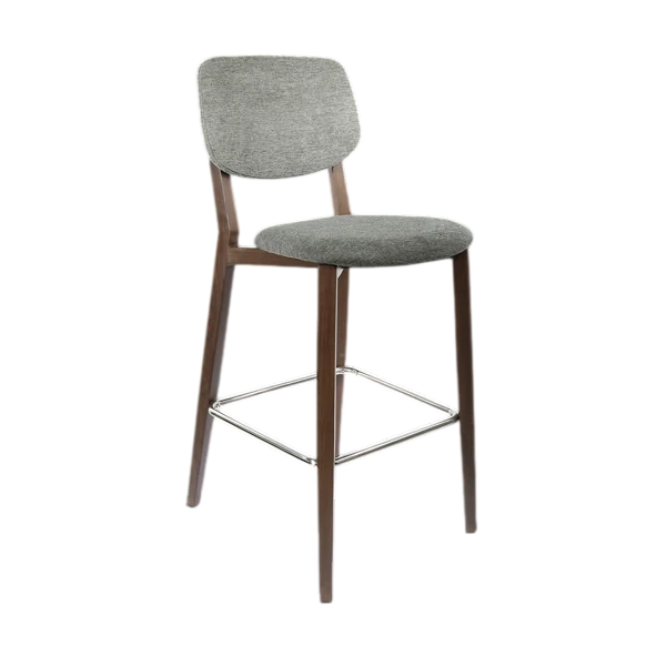 Durafurn Atlanta Barstool - large Backrest - Wenge Frame/Dark Grey Fabric Seat & Backrest