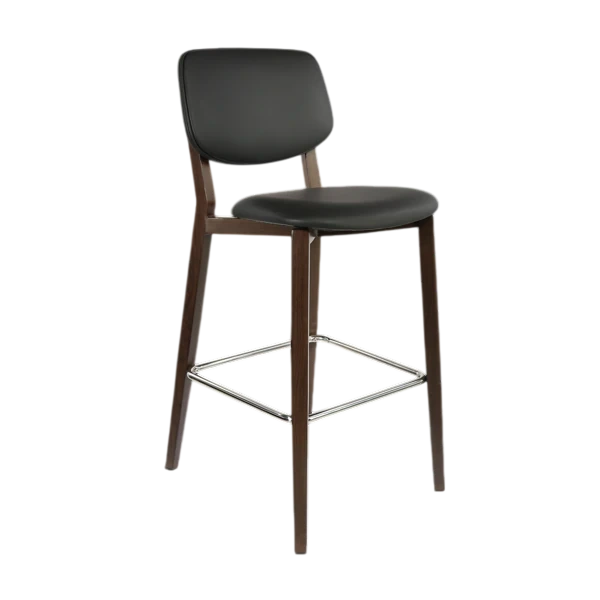 Durafurn Atlanta Barstool - large Backrest - Wenge Frame/Black Vinyl Seat & Backrest