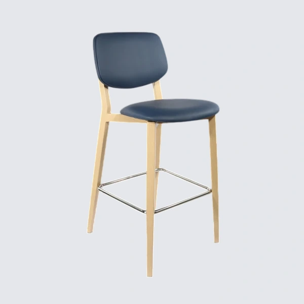 Durafurn Atlanta Barstool - large Backrest - Oak Frame/Navy Vinyl Seat & Backrest