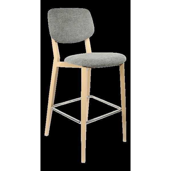 Durafurn Atlanta Barstool - large Backrest - Oak Frame/ Grey Fabric Seat & Backrest