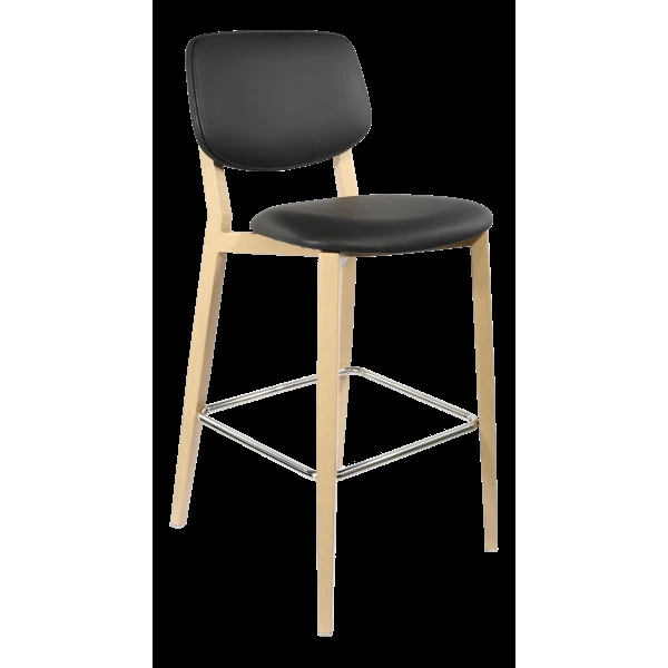 Durafurn Atlanta Barstool - large Backrest - Oak Frame/Black Vinyl Seat & Backrest