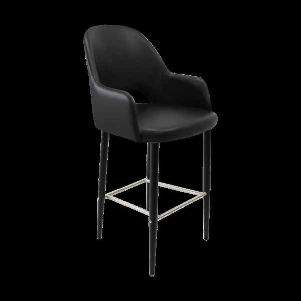 Durafurn Bourbon 750mm Barstool - Black Vinyl with Black Round Legs