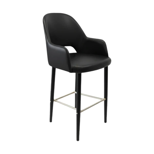 Durafurn Bourbon 750mm Barstool - Black Vinyl with Black Round Legs