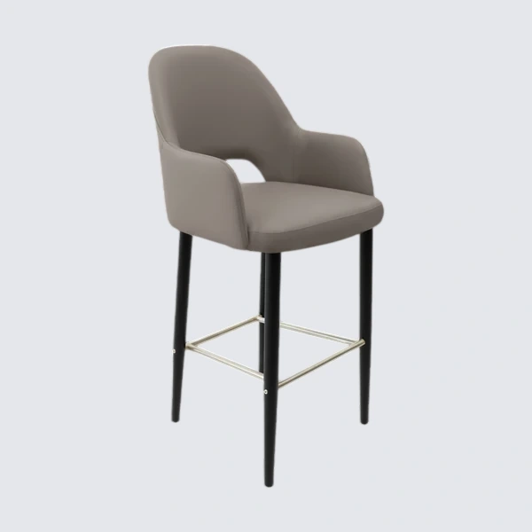 Durafurn Bourbon 750mm Barstool - Taupe with Black Round Legs