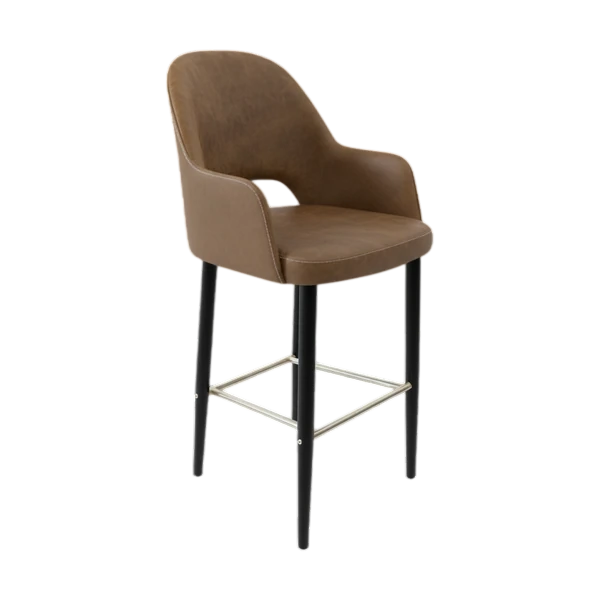 Durafurn Bourbon 750mm Barstool - Mocha Fabric with Black Round Legs
