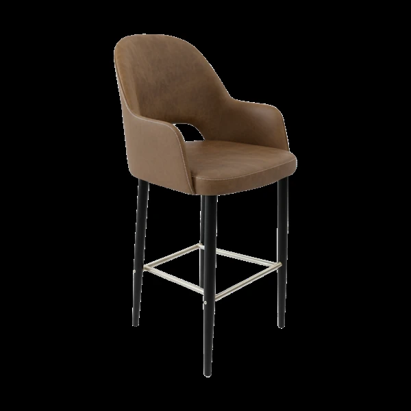 Durafurn Bourbon 750mm Barstool - Mocha Fabric with Black Round Legs