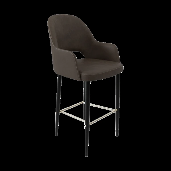 Durafurn Bourbon 750mm Barstool - Charcoal Fabric with Black Round Legs