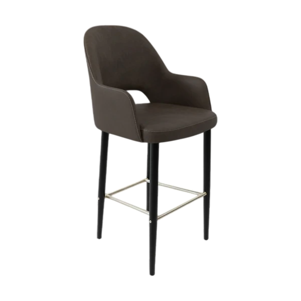 Durafurn Bourbon 750mm Barstool - Charcoal Fabric with Black Round Legs