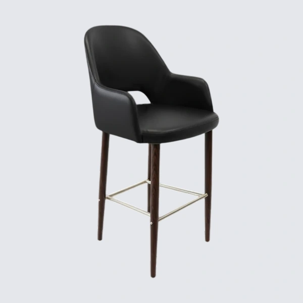 Durafurn Bourbon 750mm Barstool - Black Vinyl with Wenge Round Legs