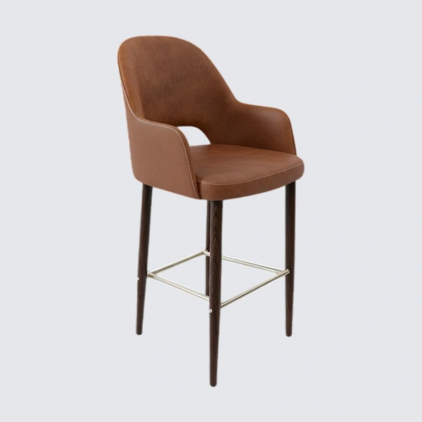 Durafurn Bourbon 750mm Barstool - Tan with Wenge Round Legs