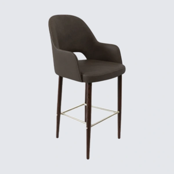 Durafurn Bourbon 750mm Barstool - Charcoal Fabric with Wenge Round Legs
