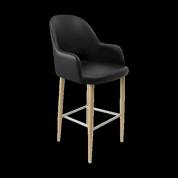 Durafurn Bourbon 750mm Barstool - Black Vinyl with Oak Round Legs