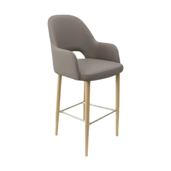Durafurn Bourbon 750mm Barstool - Taupe with Oak Round Legs