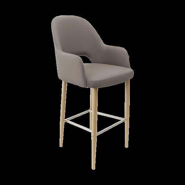 Durafurn Bourbon 750mm Barstool - Taupe with Oak Round Legs