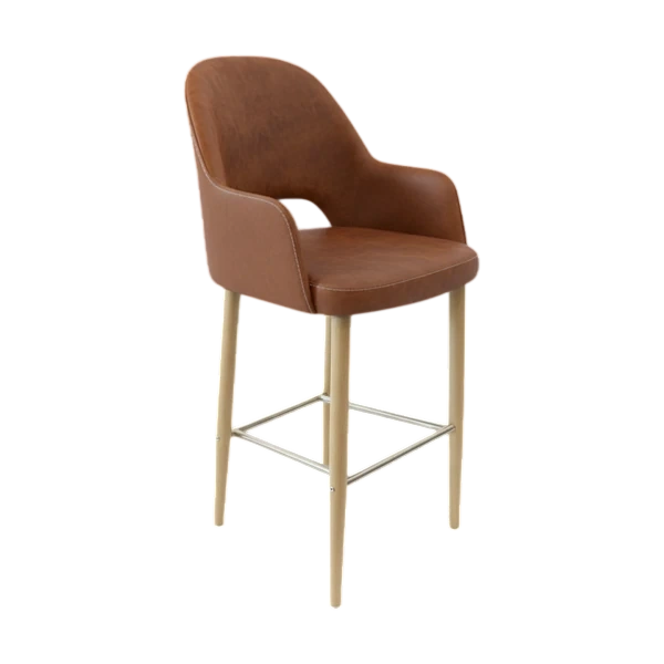 Durafurn Bourbon 750mm Barstool - Tan with Oak Round Legs