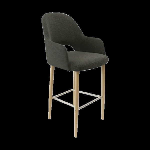 Durafurn Bourbon 750mm Barstool - Anthracite Fabric with Oak Round Legs