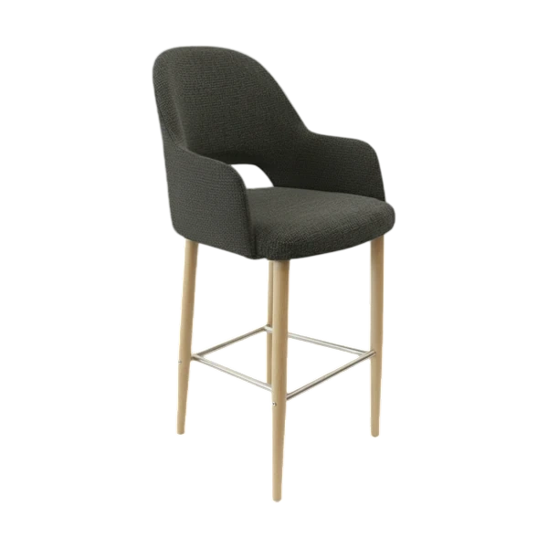 Durafurn Bourbon 750mm Barstool - Anthracite Fabric with Oak Round Legs