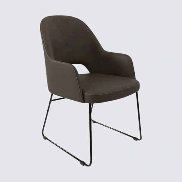 Durafurn Bourbon Armchair - Charcoal Fabric with Sled Base