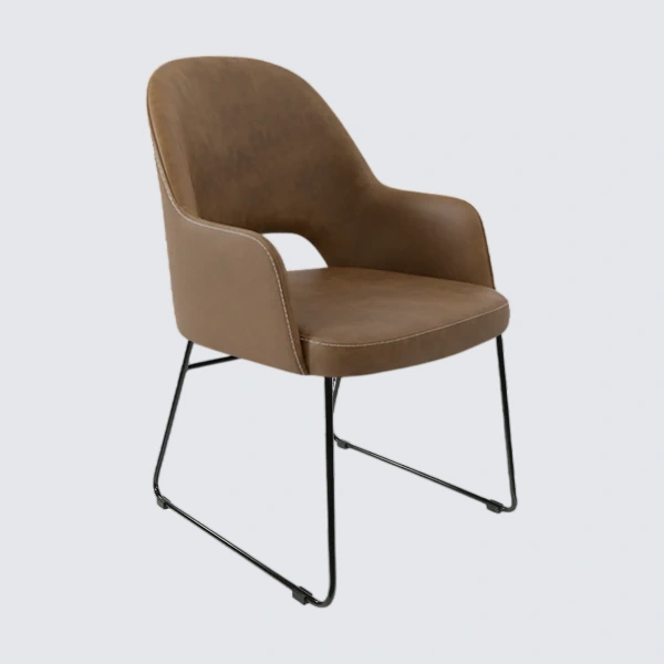 Durafurn Bourbon Armchair - Mocha Fabric with Sled Base