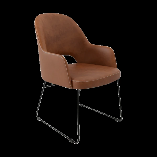 Durafurn Bourbon Armchair - Tan with Sled Base