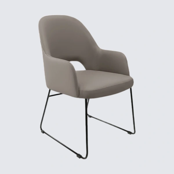 Durafurn Bourbon Armchair - Taupe with Sled Base