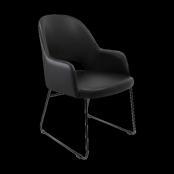Durafurn Bourbon Armchair - Black Vinyl with Sled Base