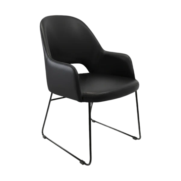 Durafurn Bourbon Armchair - Black Vinyl with Sled Base