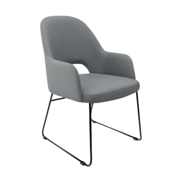 Durafurn Bourbon Armchair - Stone Vinyl with Sled Base