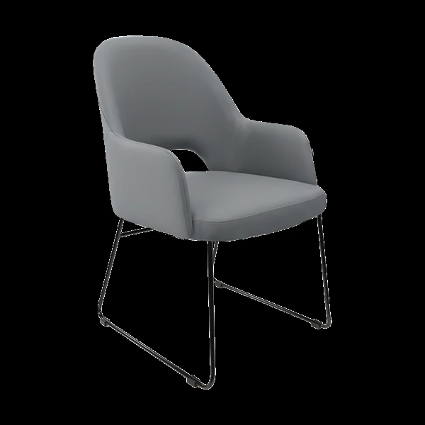 Durafurn Bourbon Armchair - Stone Vinyl with Sled Base