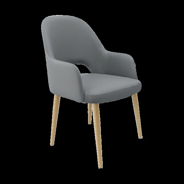Durafurn Bourbon Armchair - Taupe with Oak Round Legs