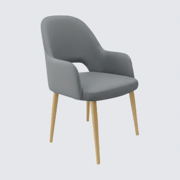 Durafurn Bourbon Armchair - Taupe with Oak Round Legs