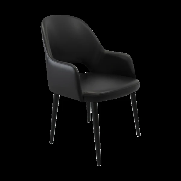 Durafurn Bourbon Armchair - Black Vinyl with Black Round Legs