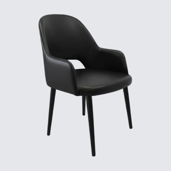 Durafurn Bourbon Armchair - Black Vinyl with Black Round Legs
