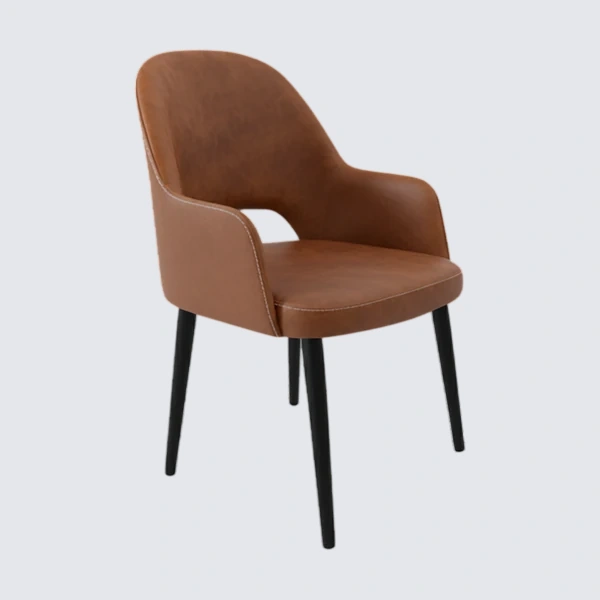 Durafurn Bourbon Armchair - Tan with Black Round Legs