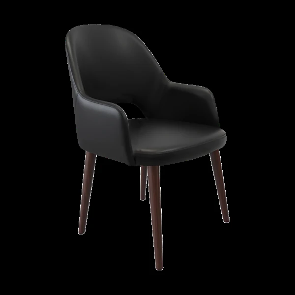 Durafurn Bourbon Armchair - Black Vinyl with Wenge Round Legs