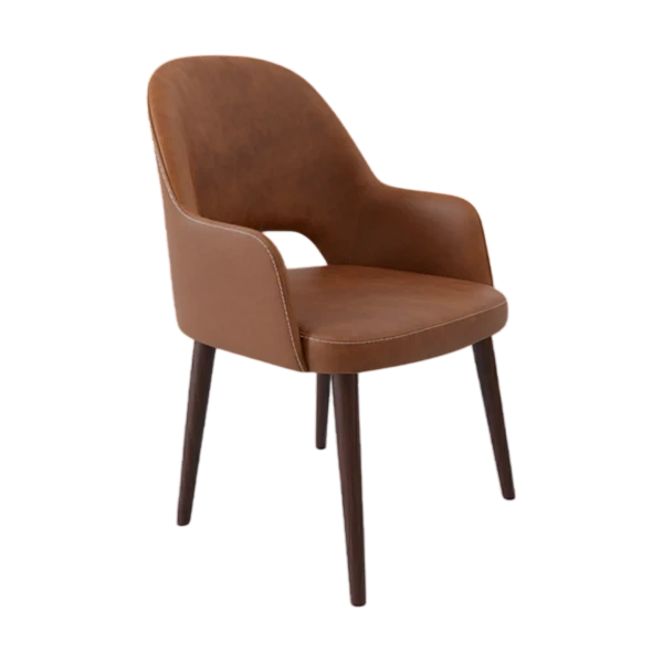 Durafurn Bourbon Armchair - Tan with Wenge Round Legs
