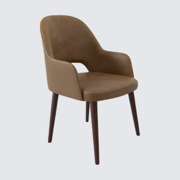 Durafurn Bourbon Armchair - Mocha Fabric with Wenge Round Legs