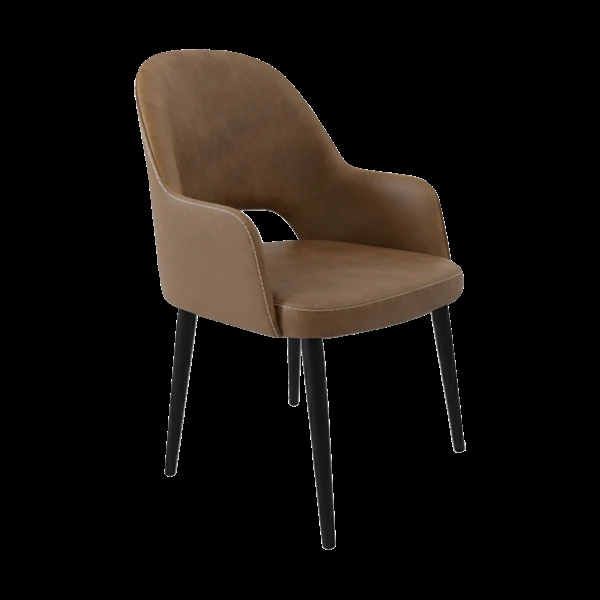 Durafurn Bourbon Armchair - Mocha Fabric with Black Round Legs