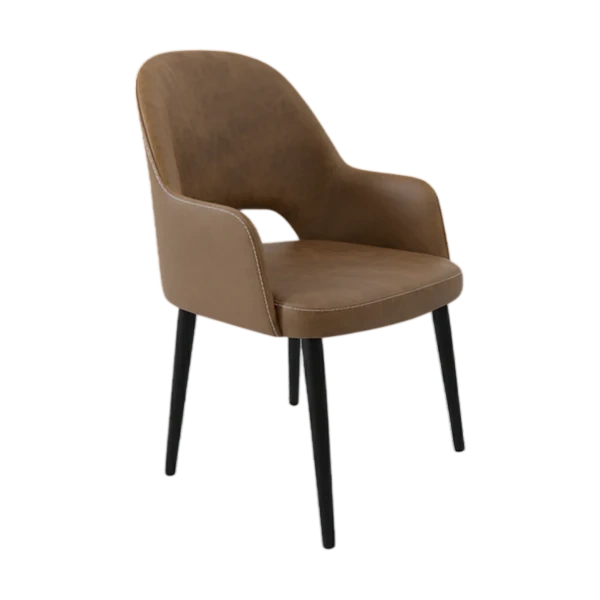 Durafurn Bourbon Armchair - Mocha Fabric with Black Round Legs