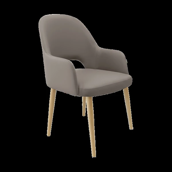Durafurn Bourbon Armchair - Taupe with Oak Round Legs