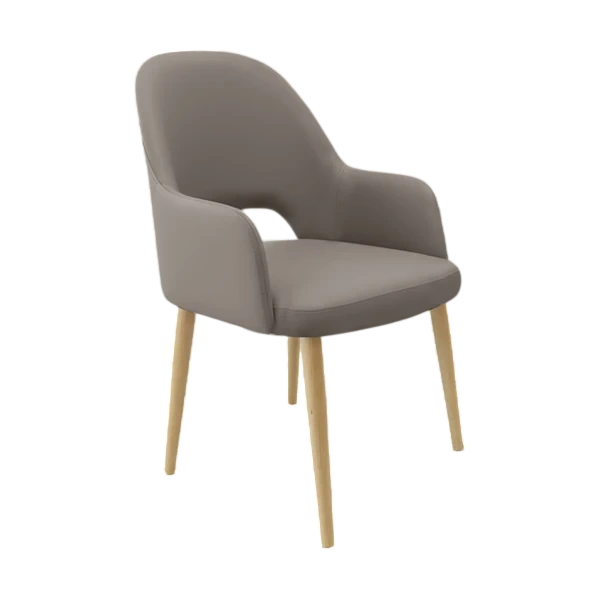 Durafurn Bourbon Armchair - Taupe with Oak Round Legs