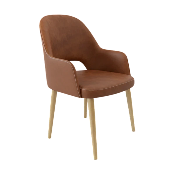 Durafurn Bourbon Armchair - Tan with Oak Round Legs