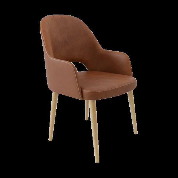 Durafurn Bourbon Armchair - Tan with Oak Round Legs