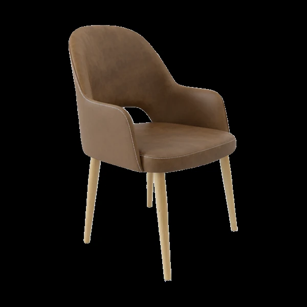 Durafurn Bourbon Armchair - Mocha Fabric with Oak Round Legs