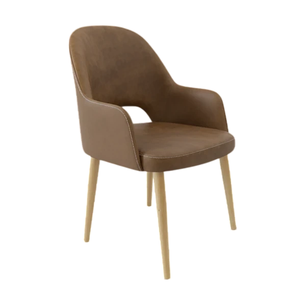 Durafurn Bourbon Armchair - Mocha Fabric with Oak Round Legs