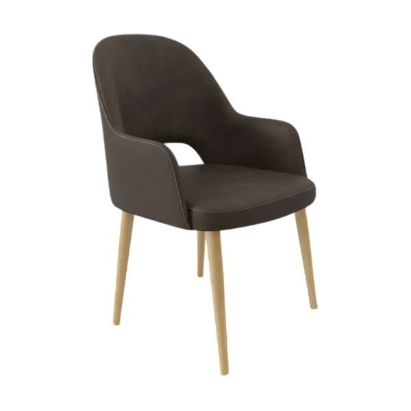 Durafurn Bourbon Armchair - Charcoal Fabric with Oak Round Legs
